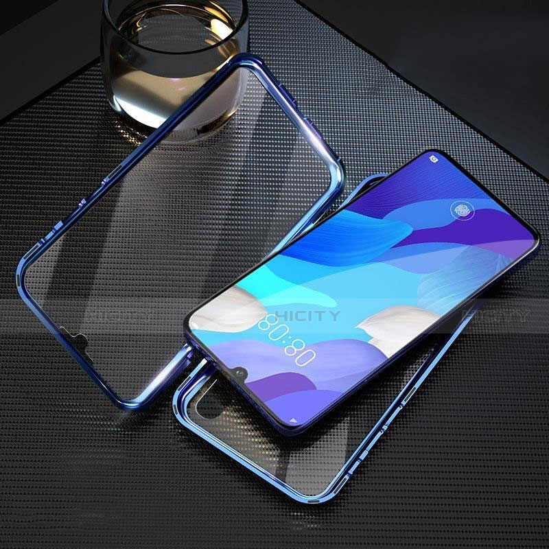 Funda Bumper Lujo Marco de Aluminio Espejo 360 Grados Carcasa T11 para Huawei Nova 5 Azul