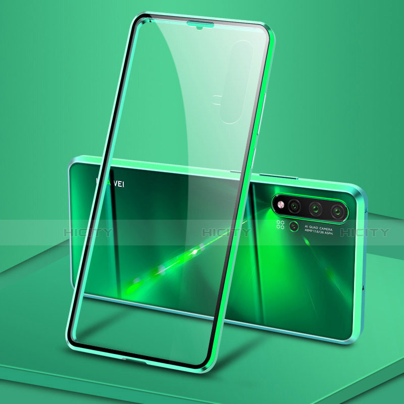 Funda Bumper Lujo Marco de Aluminio Espejo 360 Grados Carcasa T15 para Huawei Nova 5 Pro Verde