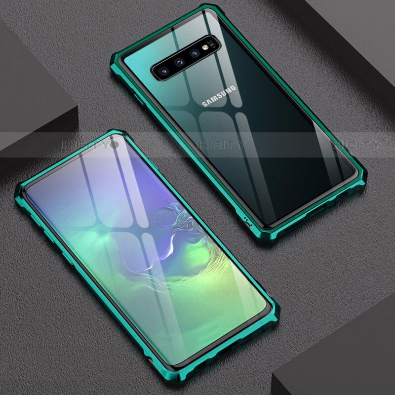 Funda Bumper Lujo Marco de Aluminio Espejo Carcasa A01 para Samsung Galaxy S10 5G Verde