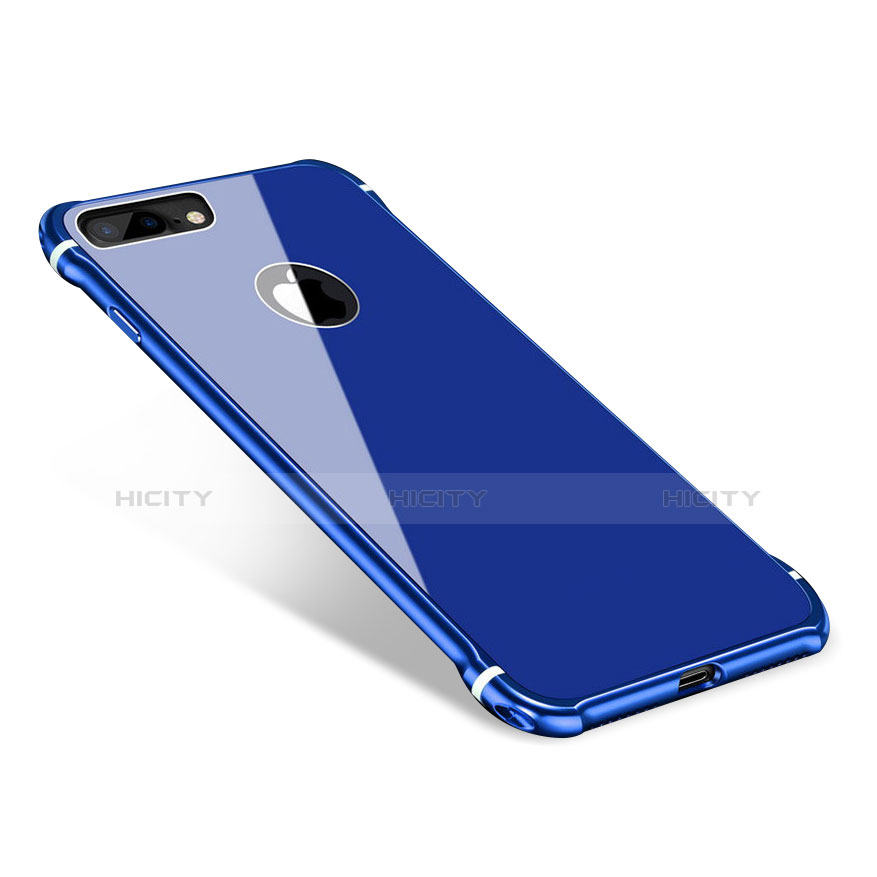 Funda Bumper Lujo Marco de Aluminio Espejo Carcasa M01 para Apple iPhone 7 Plus Azul