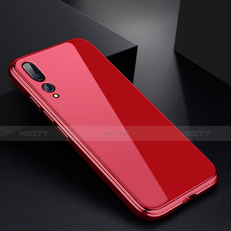 Funda Bumper Lujo Marco de Aluminio Espejo Carcasa M01 para Huawei P20 Pro Rojo