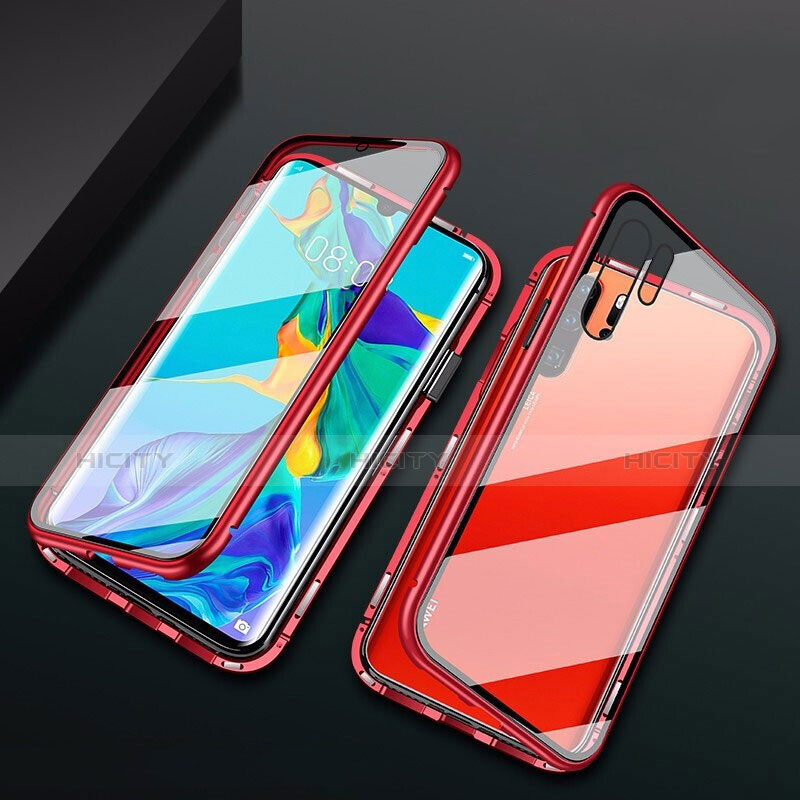 Funda Bumper Lujo Marco de Aluminio Espejo Carcasa M02 para Huawei P30 Pro New Edition Rojo