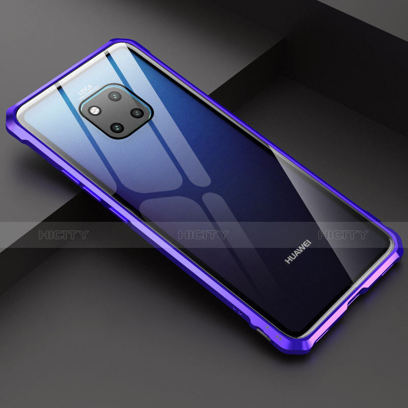 Funda Bumper Lujo Marco de Aluminio Espejo Carcasa M03 para Huawei Mate 20 Pro Azul