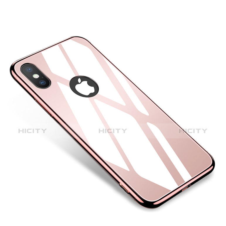 Funda Bumper Lujo Marco de Aluminio Espejo Carcasa para Apple iPhone X Oro Rosa