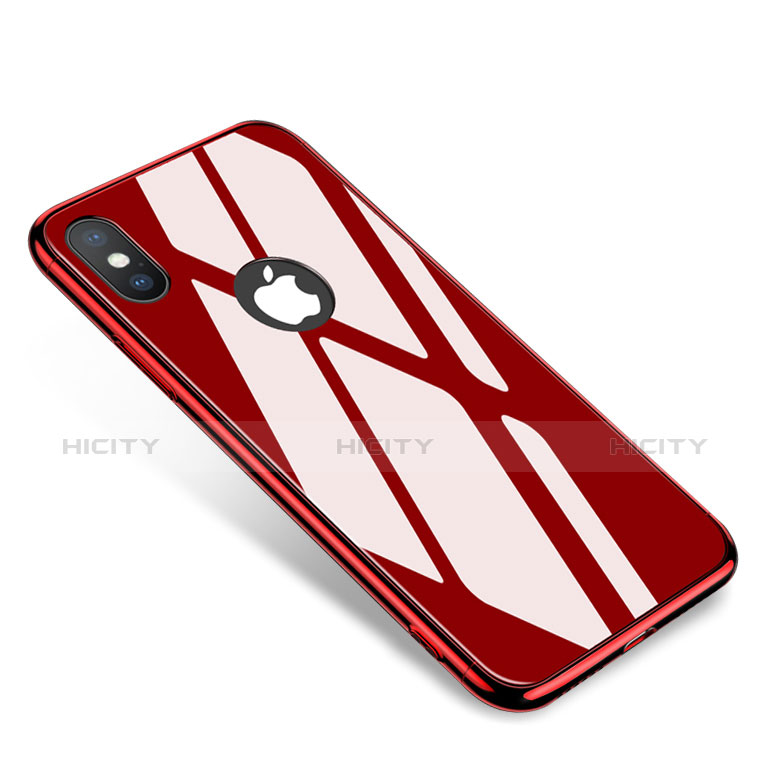 Funda Bumper Lujo Marco de Aluminio Espejo Carcasa para Apple iPhone X Rojo