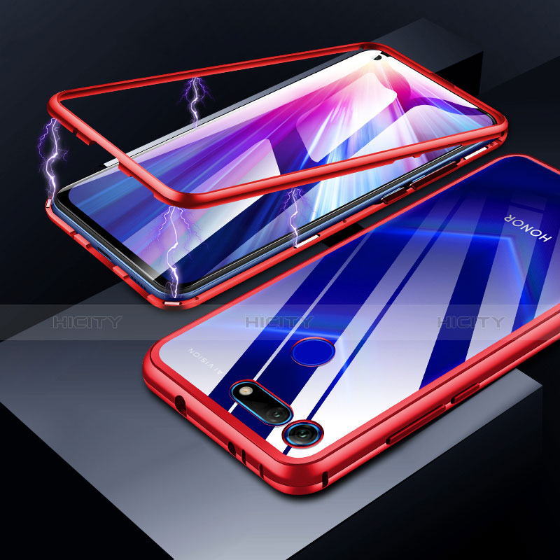 Funda Bumper Lujo Marco de Aluminio Espejo Carcasa para Huawei Honor V20 Rojo