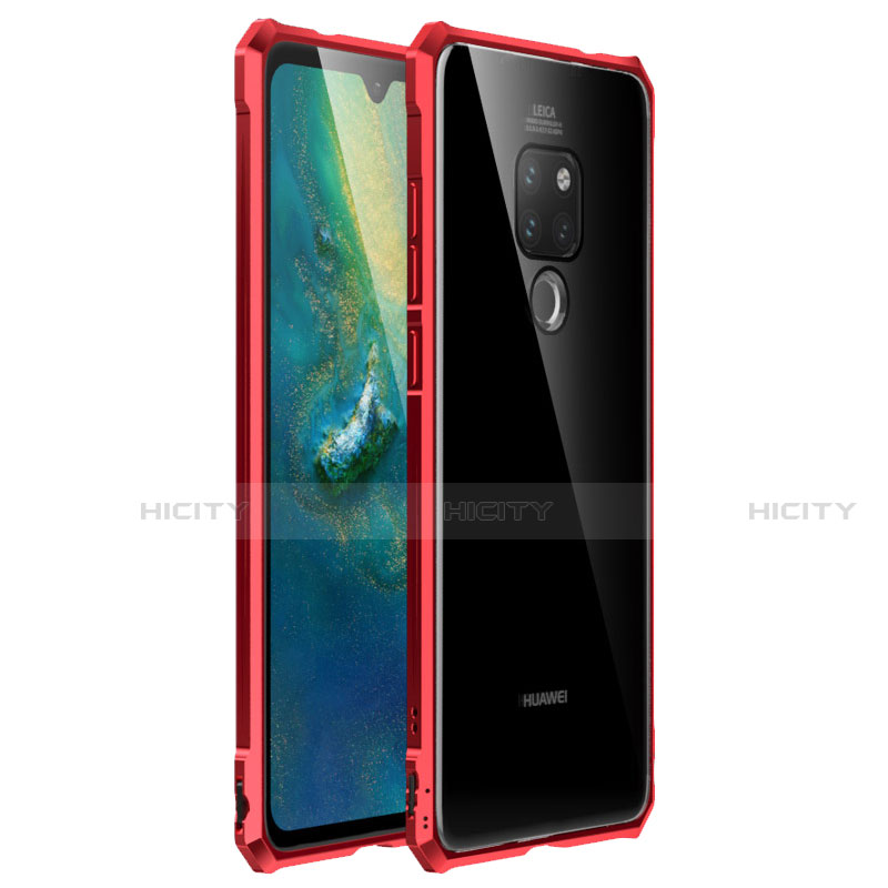 Funda Bumper Lujo Marco de Aluminio Espejo Carcasa para Huawei Mate 20 Rojo