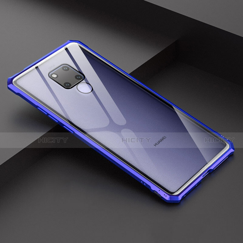 Funda Bumper Lujo Marco de Aluminio Espejo Carcasa para Huawei Mate 20 X 5G Azul