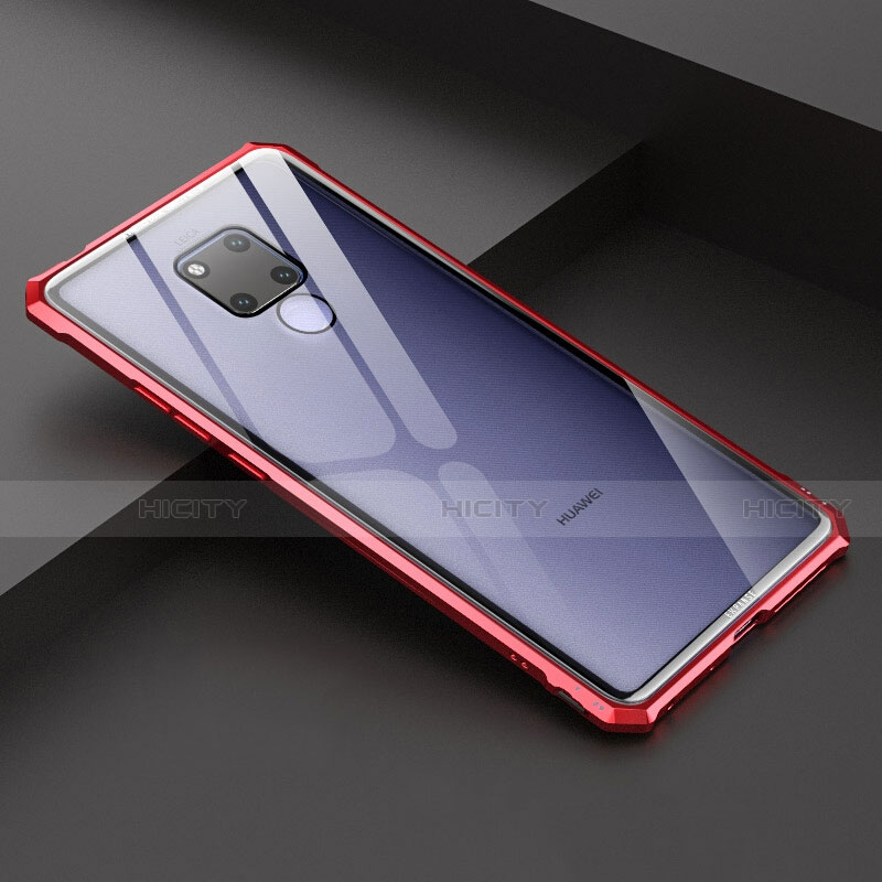 Funda Bumper Lujo Marco de Aluminio Espejo Carcasa para Huawei Mate 20 X 5G Rojo