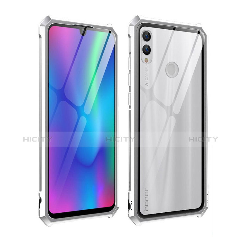 Funda Bumper Lujo Marco de Aluminio Espejo Carcasa para Huawei P Smart (2019) Plata