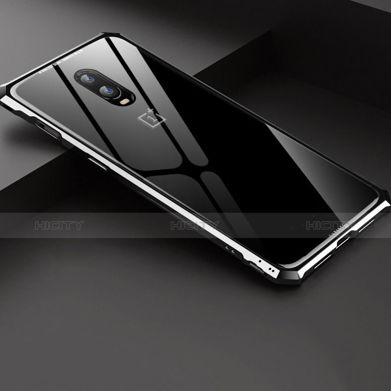 Funda Bumper Lujo Marco de Aluminio Espejo Carcasa para OnePlus 6T Plata