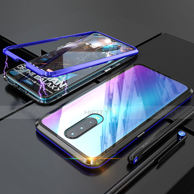 Funda Bumper Lujo Marco de Aluminio Espejo Carcasa para Oppo RX17 Pro Azul