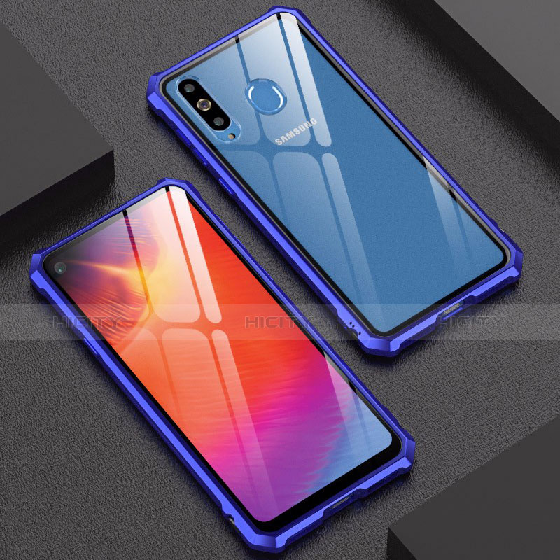 Funda Bumper Lujo Marco de Aluminio Espejo Carcasa para Samsung Galaxy A8s SM-G8870 Azul