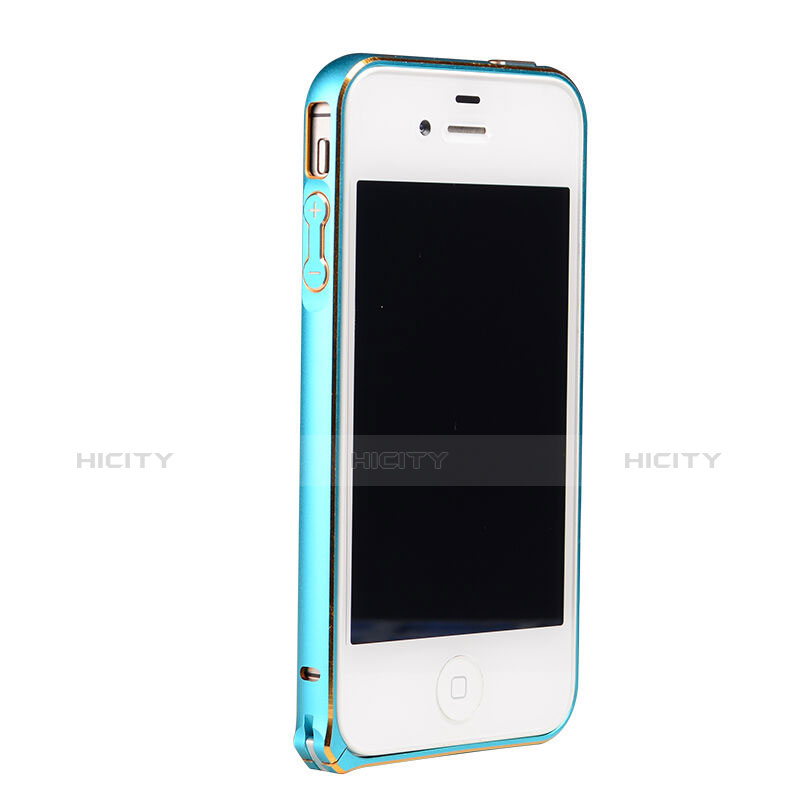 Funda Bumper Lujo Marco de Aluminio para Apple iPhone 4 Azul Cielo