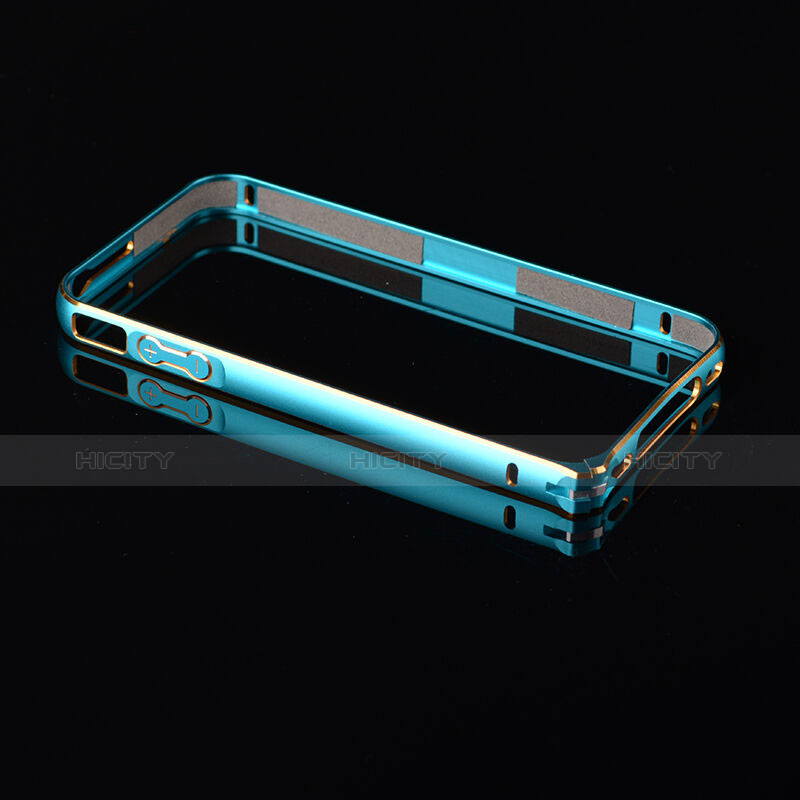 Funda Bumper Lujo Marco de Aluminio para Apple iPhone 4 Azul Cielo