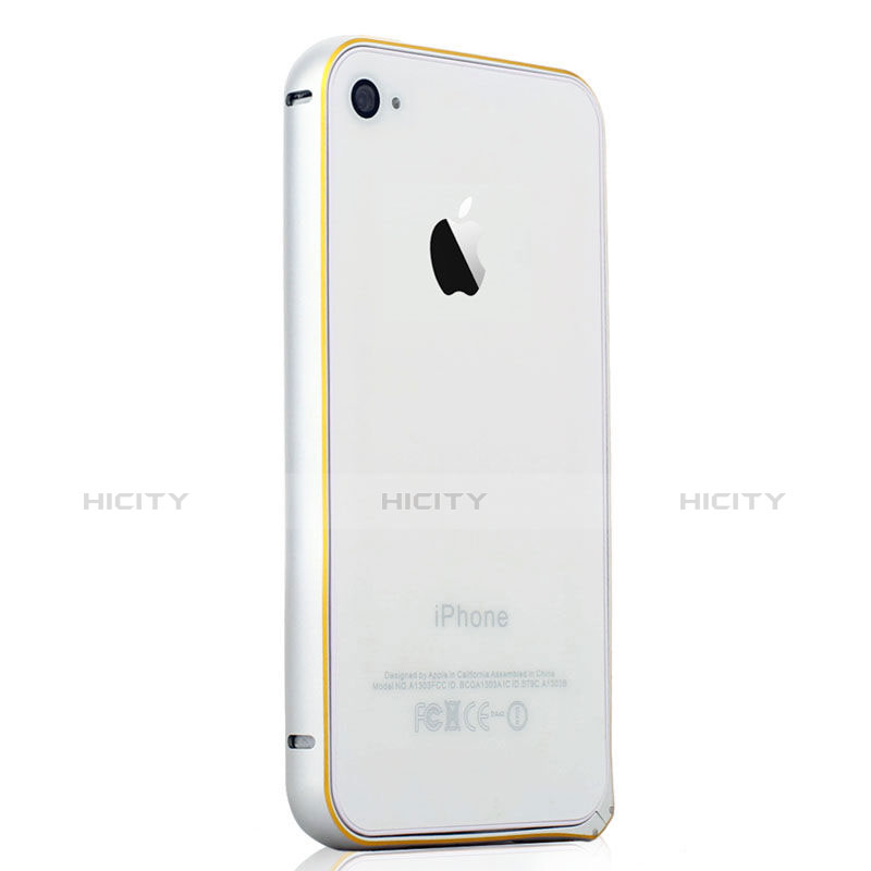 Funda Bumper Lujo Marco de Aluminio para Apple iPhone 4S Plata