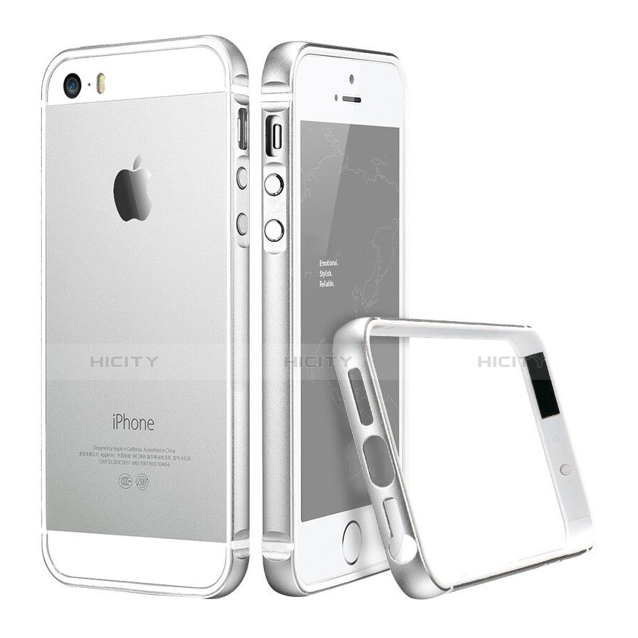 Funda Bumper Lujo Marco de Aluminio para Apple iPhone 5 Plata