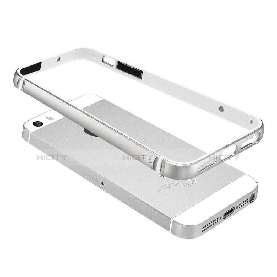 Funda Bumper Lujo Marco de Aluminio para Apple iPhone 5 Plata