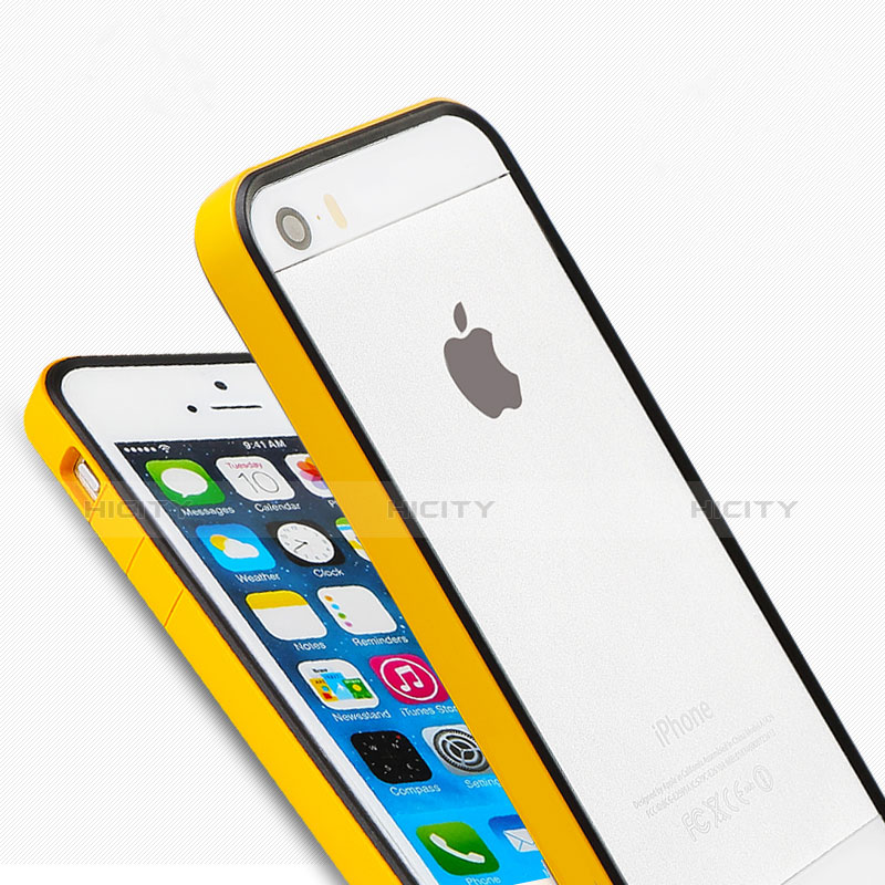 Funda Bumper Lujo Marco de Aluminio para Apple iPhone 5S Amarillo