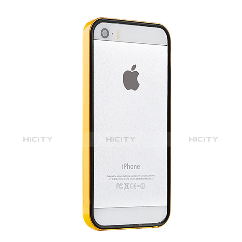 Funda Bumper Lujo Marco de Aluminio para Apple iPhone 5S Amarillo