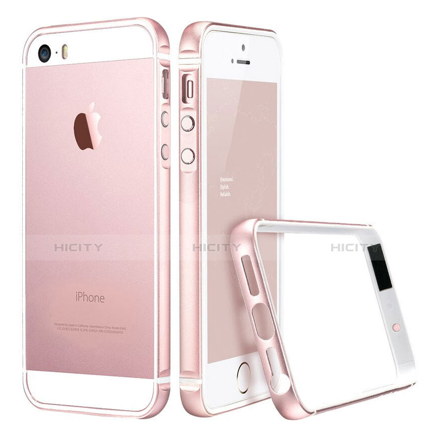 Funda Bumper Lujo Marco de Aluminio para Apple iPhone 5S Rosa