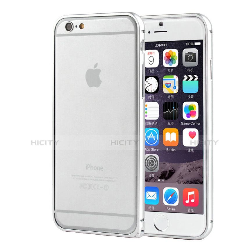 Funda Bumper Lujo Marco de Aluminio para Apple iPhone 6 Plata