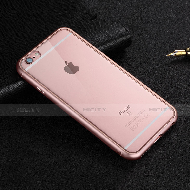 Funda Bumper Lujo Marco de Aluminio para Apple iPhone 6S Plus Oro Rosa