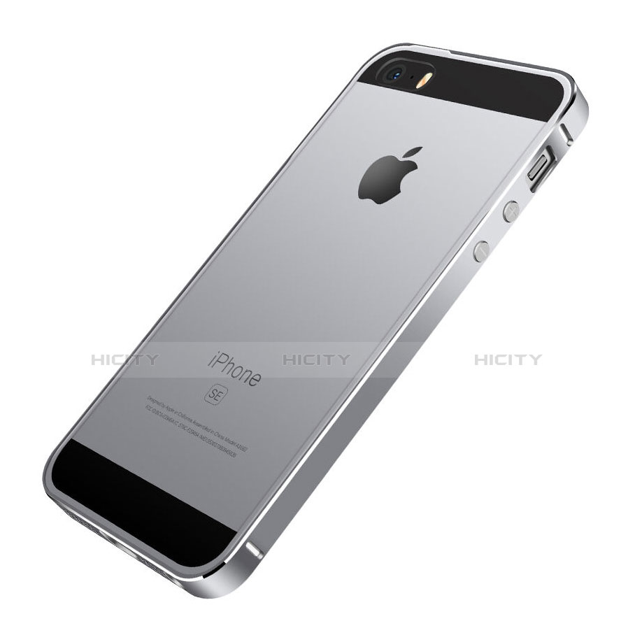 Funda Bumper Lujo Marco de Aluminio para Apple iPhone SE Gris