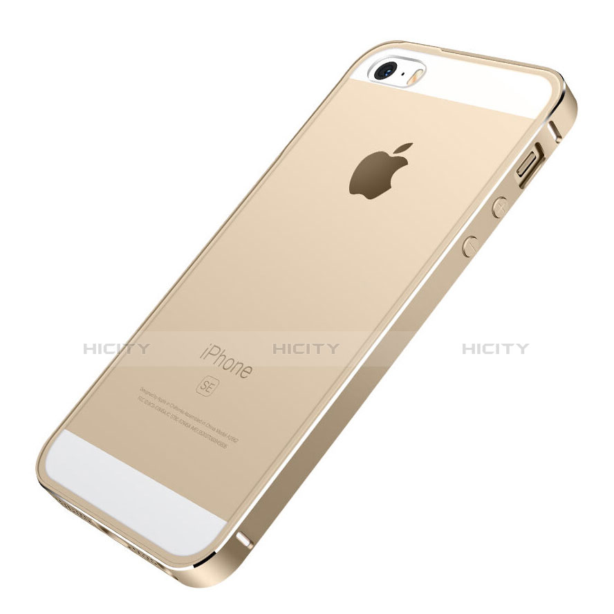 Funda Bumper Lujo Marco de Aluminio para Apple iPhone SE Oro