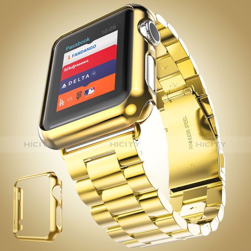 Funda Bumper Lujo Marco de Aluminio para Apple iWatch 42mm Oro