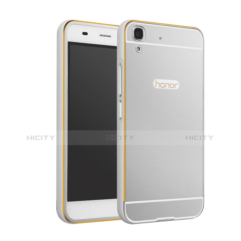 Funda Bumper Lujo Marco de Aluminio para Huawei Honor 4A Plata