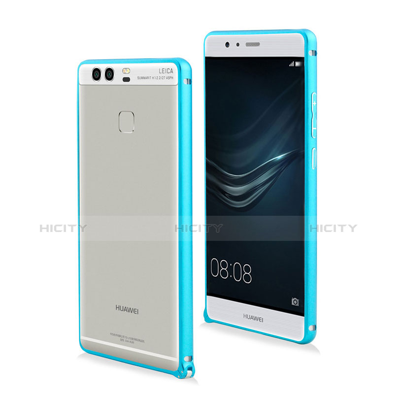 Funda Bumper Lujo Marco de Aluminio para Huawei P9 Plus Azul Cielo