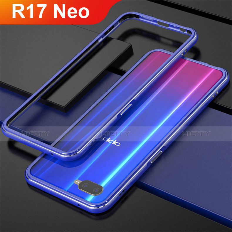 Funda Bumper Lujo Marco de Aluminio para Oppo R17 Neo Azul