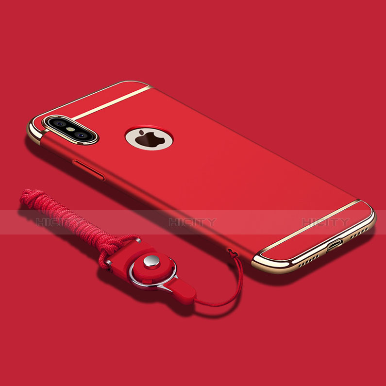 Funda Bumper Lujo Marco de Metal y Plastico C02 para Apple iPhone Xs Rojo