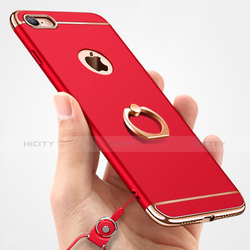 Funda Bumper Lujo Marco de Metal y Plastico Carcasa con Anillo de dedo Soporte A01 para Apple iPhone 7