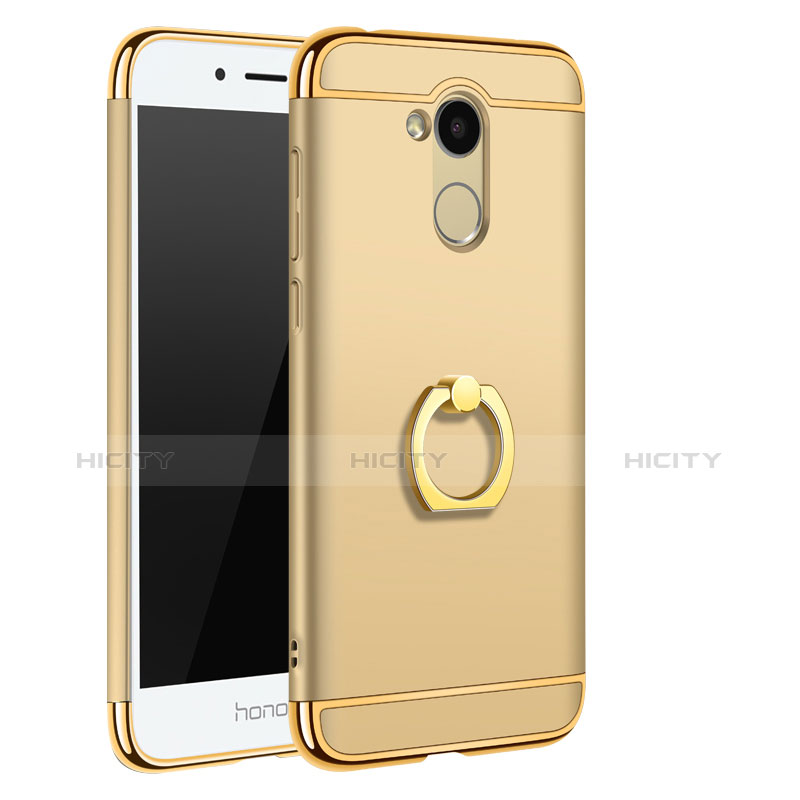 Funda Bumper Lujo Marco de Metal y Plastico Carcasa con Anillo de dedo Soporte A01 para Huawei Honor 6A Oro