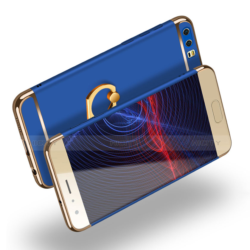 Funda Bumper Lujo Marco de Metal y Plastico Carcasa con Anillo de dedo Soporte A01 para Huawei Honor 9 Premium