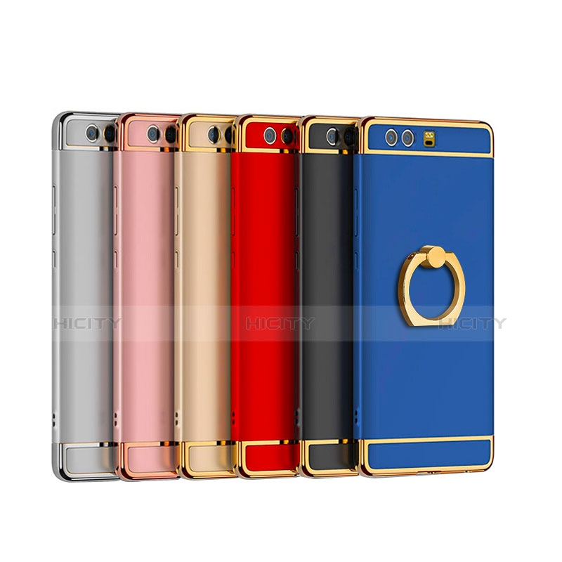 Funda Bumper Lujo Marco de Metal y Plastico Carcasa con Anillo de dedo Soporte A01 para Huawei Honor 9 Premium