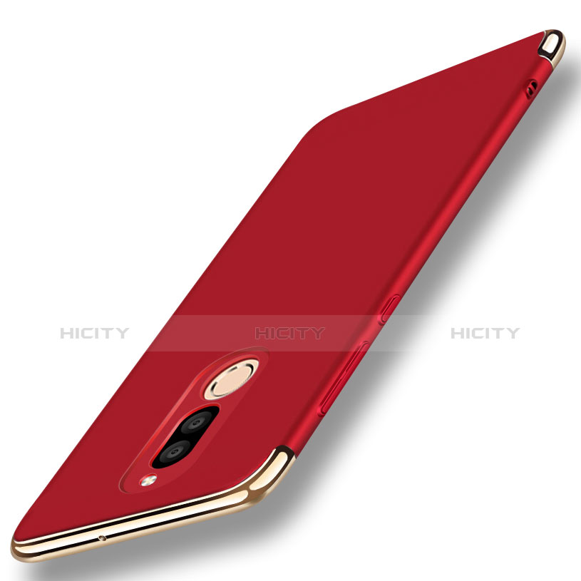 Funda Bumper Lujo Marco de Metal y Plastico Carcasa con Anillo de dedo Soporte A01 para Huawei Maimang 6 Rojo