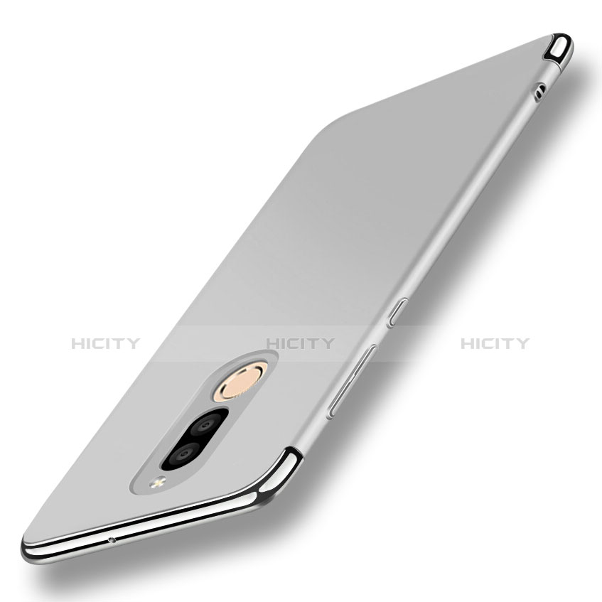 Funda Bumper Lujo Marco de Metal y Plastico Carcasa con Anillo de dedo Soporte A01 para Huawei Mate 10 Lite Plata