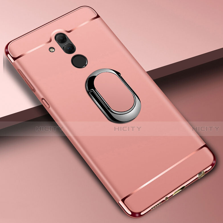 Funda Bumper Lujo Marco de Metal y Plastico Carcasa con Anillo de dedo Soporte A01 para Huawei Mate 20 Lite Oro Rosa