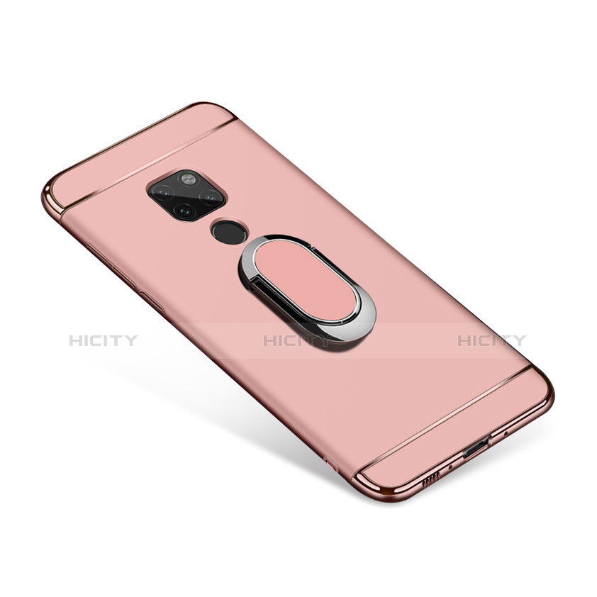 Funda Bumper Lujo Marco de Metal y Plastico Carcasa con Anillo de dedo Soporte A01 para Huawei Mate 20 Oro Rosa