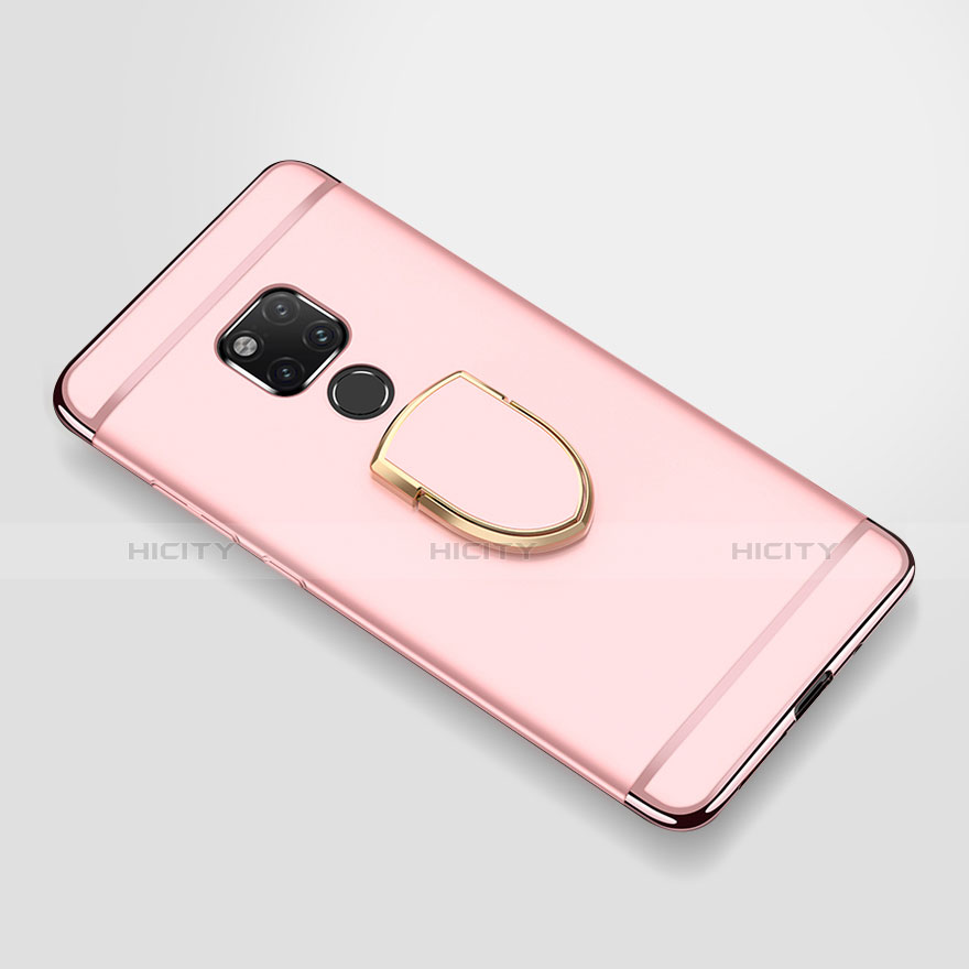 Funda Bumper Lujo Marco de Metal y Plastico Carcasa con Anillo de dedo Soporte A01 para Huawei Mate 20 X Oro Rosa