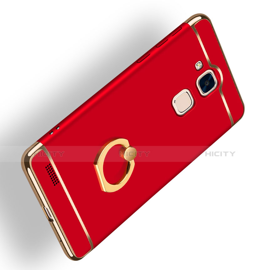 Funda Bumper Lujo Marco de Metal y Plastico Carcasa con Anillo de dedo Soporte A01 para Huawei Mate 7