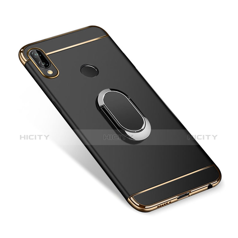 Funda Bumper Lujo Marco de Metal y Plastico Carcasa con Anillo de dedo Soporte A01 para Huawei Nova 3i Negro