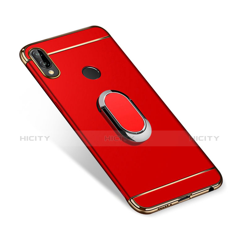 Funda Bumper Lujo Marco de Metal y Plastico Carcasa con Anillo de dedo Soporte A01 para Huawei Nova 3i Rojo