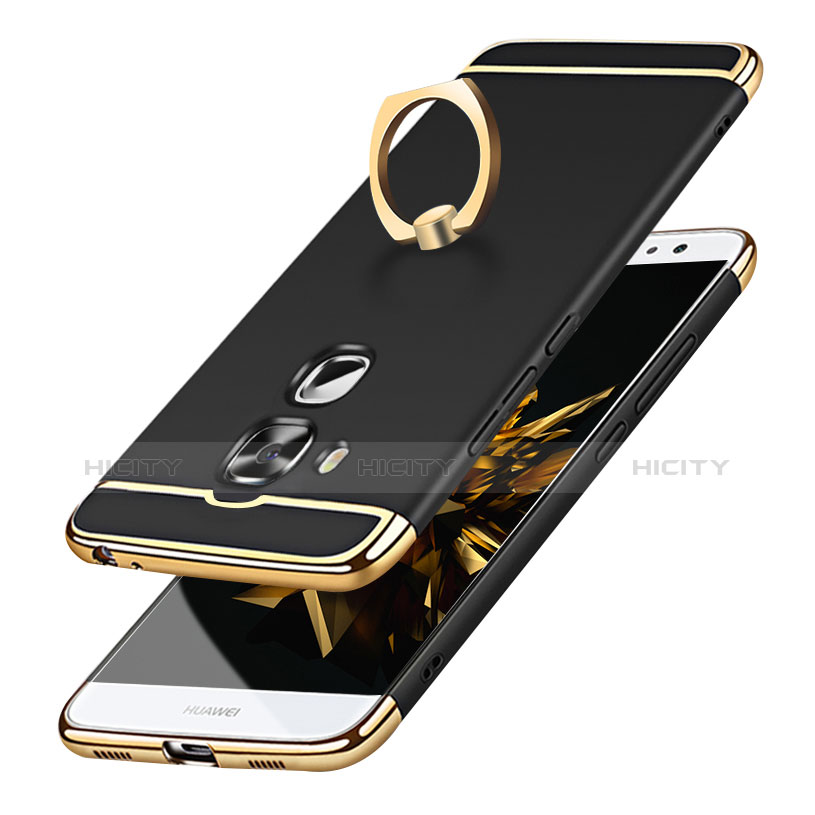 Funda Bumper Lujo Marco de Metal y Plastico Carcasa con Anillo de dedo Soporte A01 para Huawei Nova Plus