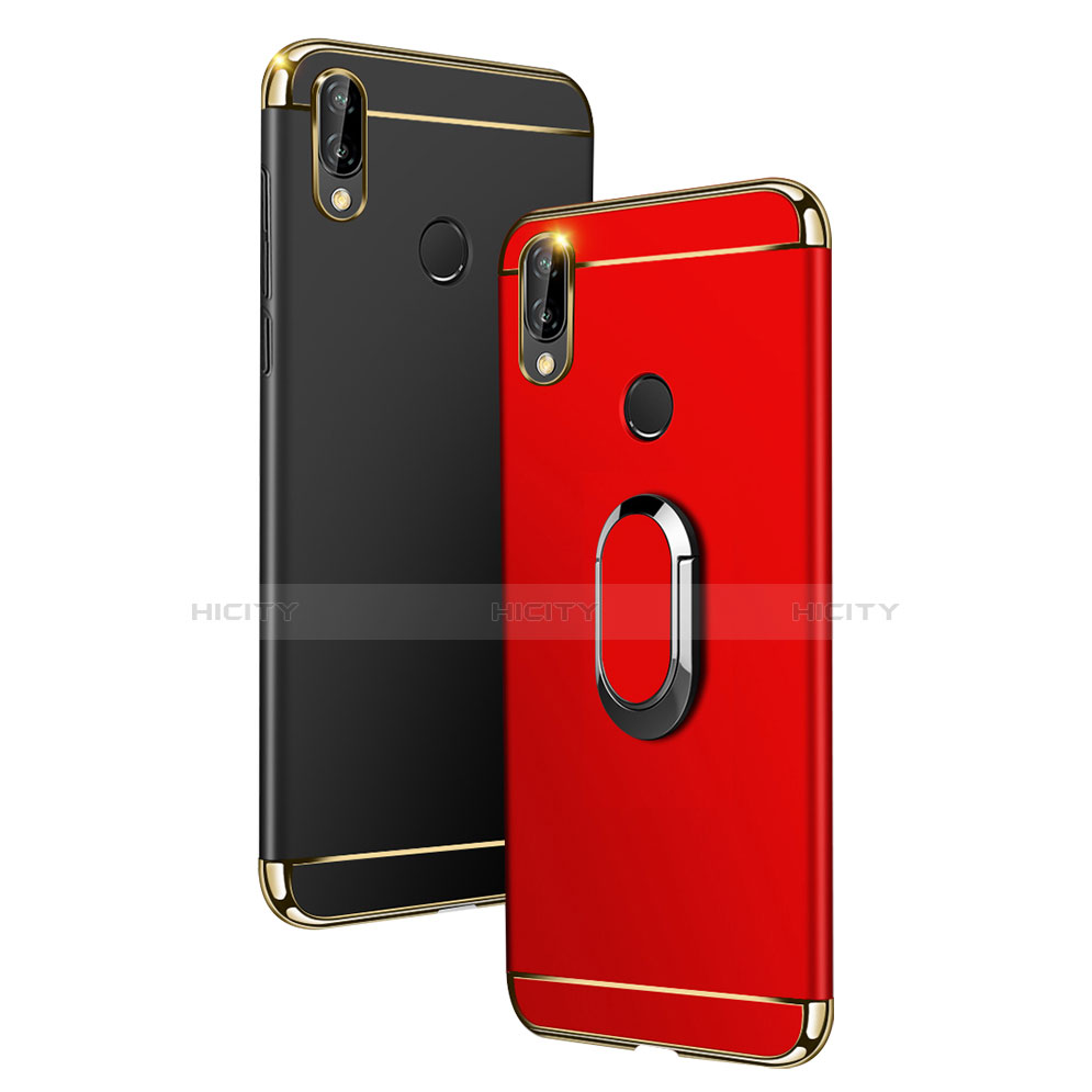 Funda Bumper Lujo Marco de Metal y Plastico Carcasa con Anillo de dedo Soporte A01 para Huawei P Smart+ Plus