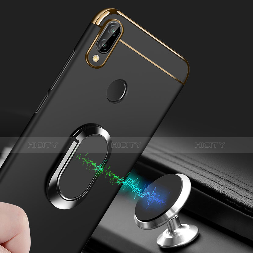 Funda Bumper Lujo Marco de Metal y Plastico Carcasa con Anillo de dedo Soporte A01 para Huawei P Smart+ Plus