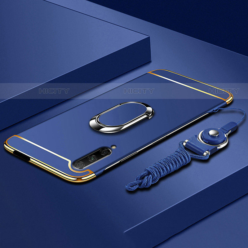 Funda Bumper Lujo Marco de Metal y Plastico Carcasa con Anillo de dedo Soporte A01 para Huawei P Smart Pro (2019)